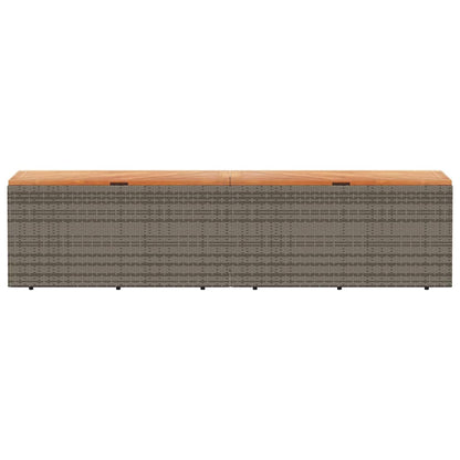 Garden Storage Box Grey 220x50x54 cm Poly Rattan Acacia Wood