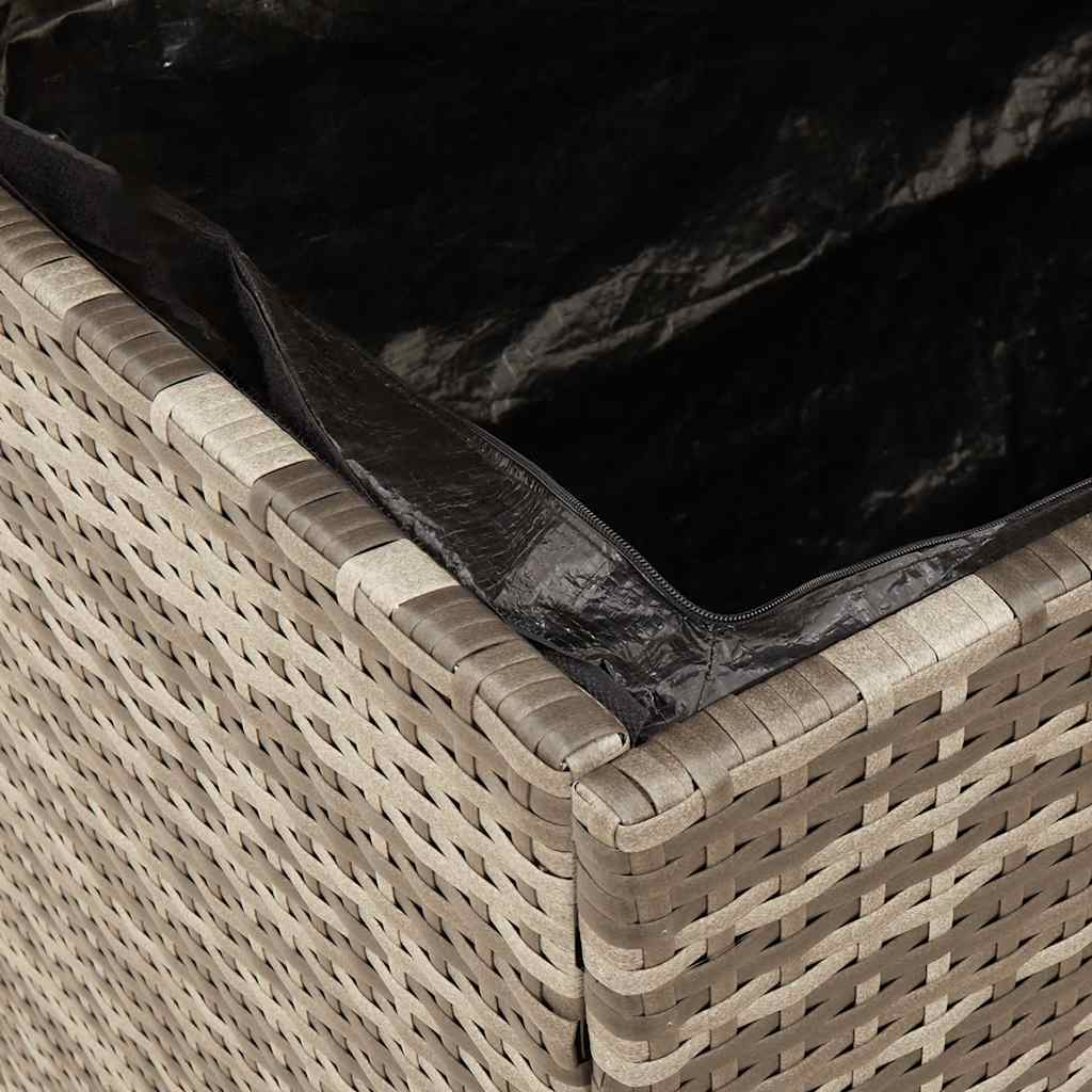 Garden Storage Box Grey 220x50x54 cm Poly Rattan Acacia Wood