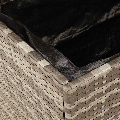 Garden Storage Box Grey 220x50x54 cm Poly Rattan Acacia Wood