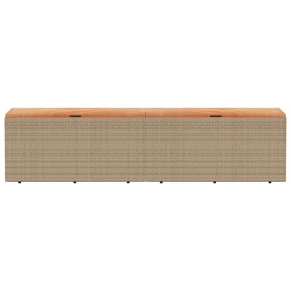 Garden Storage Box Beige 220x50x54 cm Poly Rattan Acacia Wood