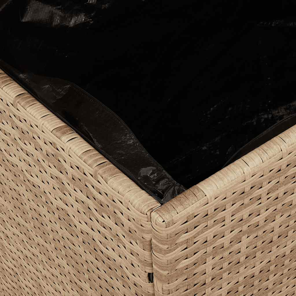 Garden Storage Box Beige 220x50x54 cm Poly Rattan Acacia Wood