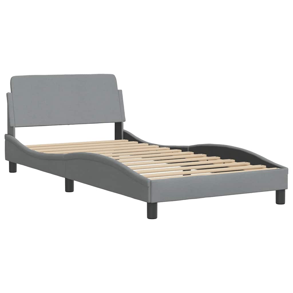 Bed Frame "Dover" Light Grey 100x190 cm Fabric