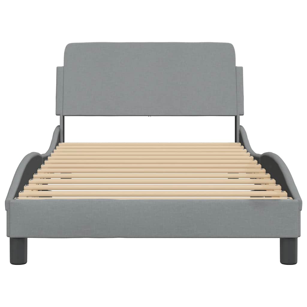 Bed Frame "Dover" Light Grey 100x190 cm Fabric