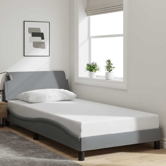 Bed Frame "Dover" Light Grey 100x190 cm Fabric