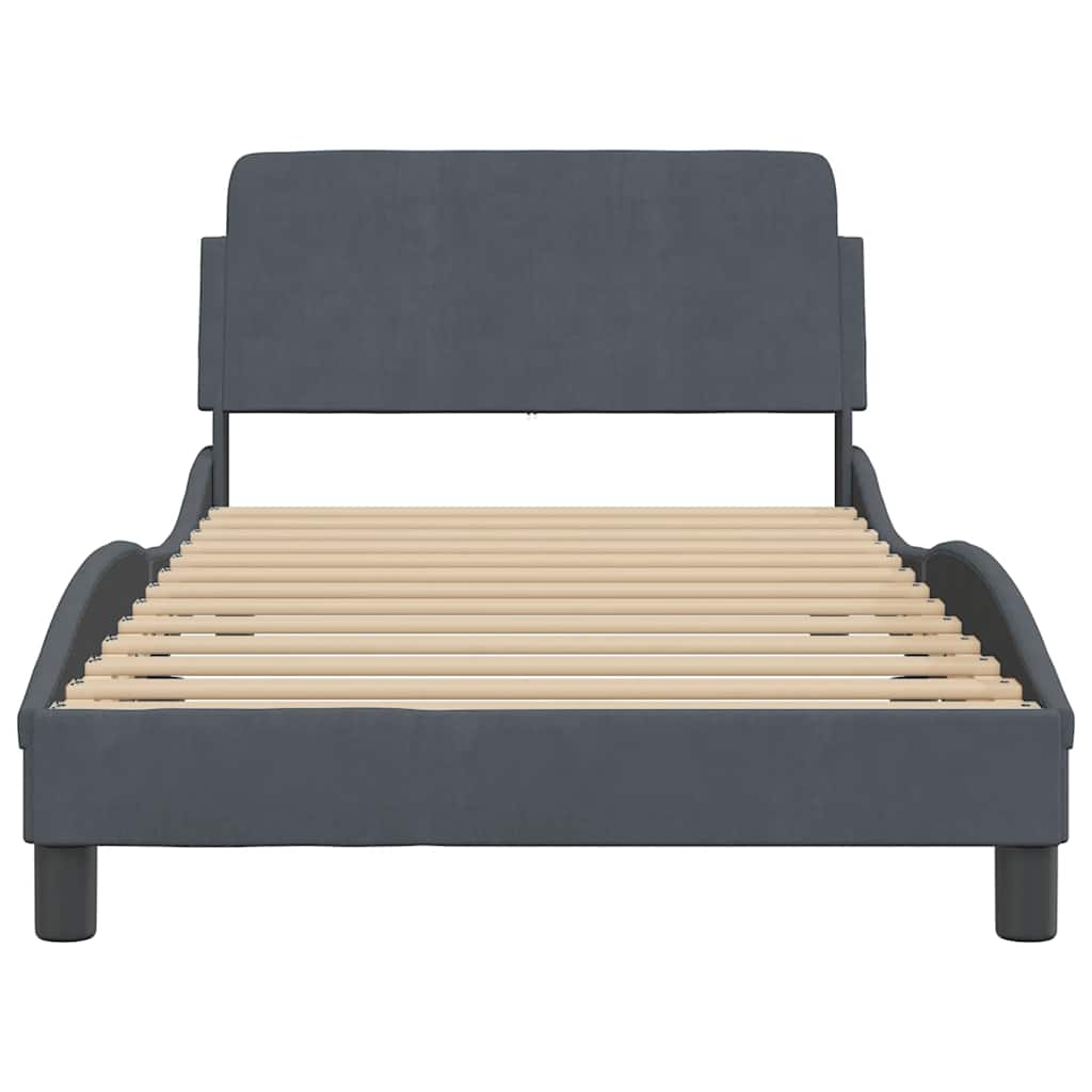 Bed Frame "Dover" Dark Grey 100x190 cm Velvet
