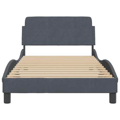 Bed Frame "Dover" Dark Grey 100x190 cm Velvet
