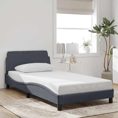 Bed Frame "Dover" Dark Grey 100x190 cm Velvet