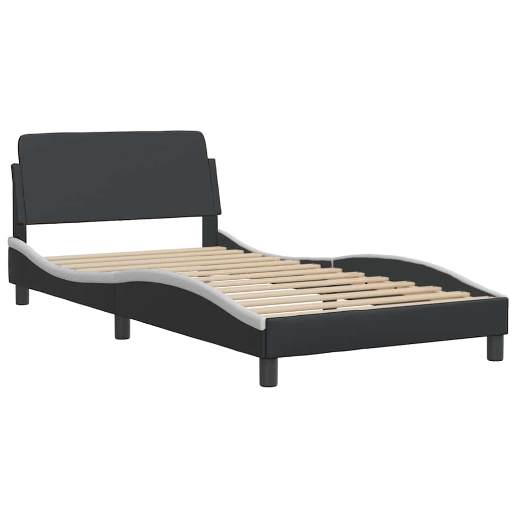 Bed Frame "Dover" Black and White 100x190 cm Faux Leather
