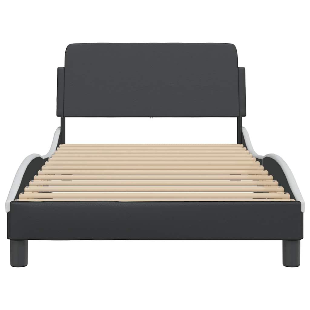 Bed Frame "Dover" Black and White 100x190 cm Faux Leather