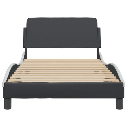 Bed Frame "Dover" Black and White 100x190 cm Faux Leather