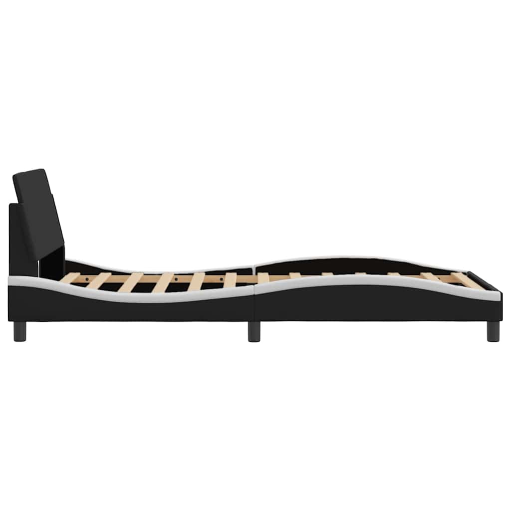 Bed Frame "Dover" Black and White 100x190 cm Faux Leather