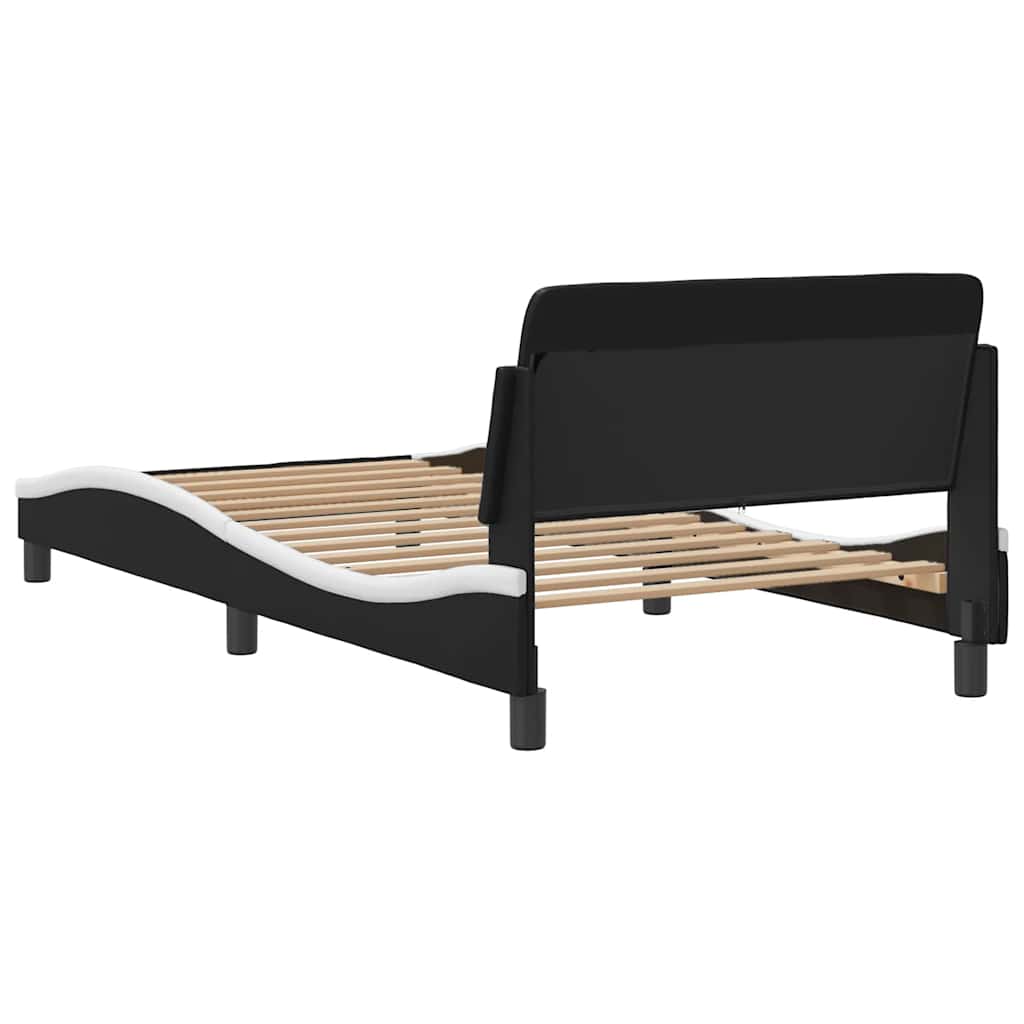 Bed Frame "Dover" Black and White 100x190 cm Faux Leather