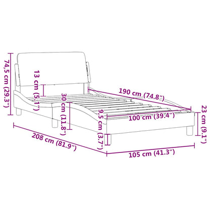 Bed Frame "Dover" Black and White 100x190 cm Faux Leather