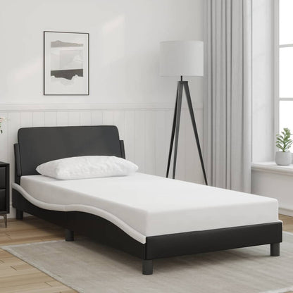 Bed Frame "Dover" Black and White 100x190 cm Faux Leather