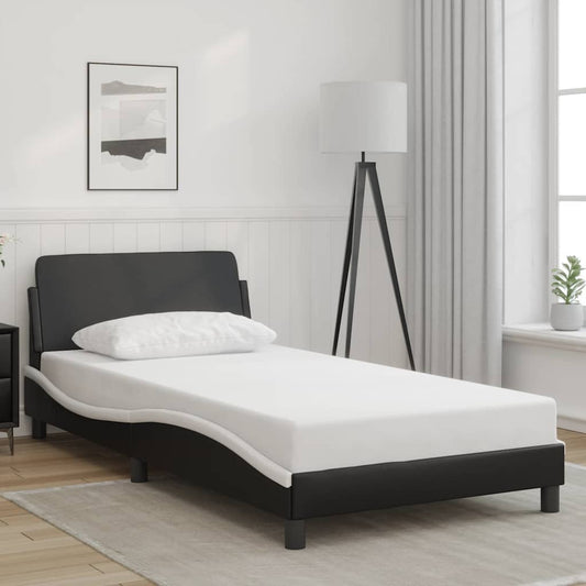 Bed Frame "Dover" Black and White 100x190 cm Faux Leather