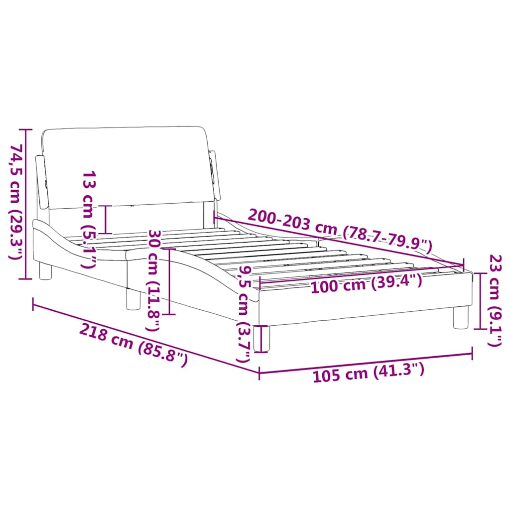 Bed Frame "Dover" Dark Grey 100x203 cm Fabric