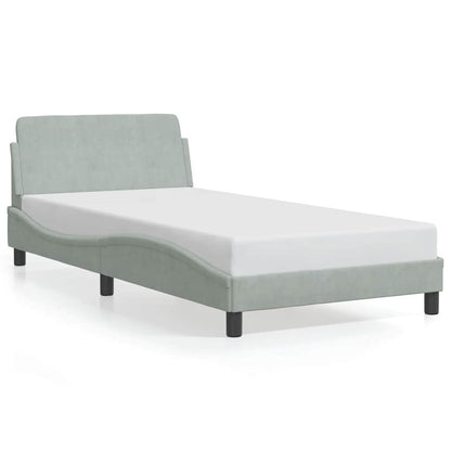 Bed Frame "Dover" Light Grey 100x203 cm Velvet