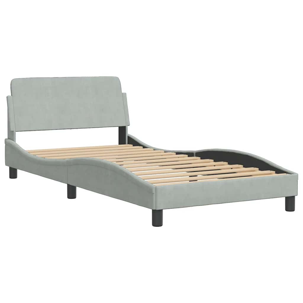 Bed Frame "Dover" Light Grey 100x203 cm Velvet
