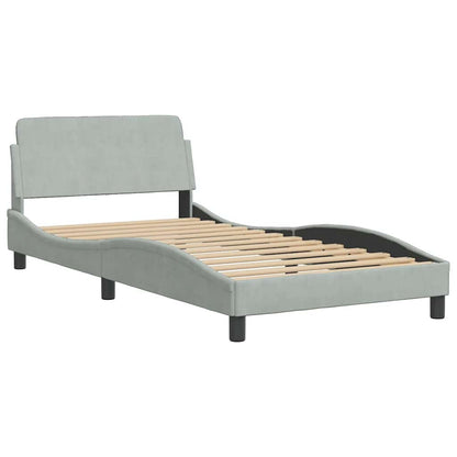 Bed Frame "Dover" Light Grey 100x203 cm Velvet
