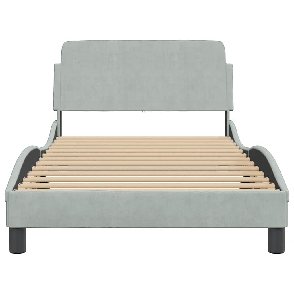 Bed Frame "Dover" Light Grey 100x203 cm Velvet