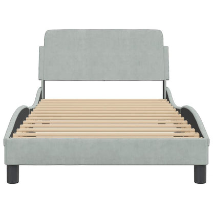 Bed Frame "Dover" Light Grey 100x203 cm Velvet