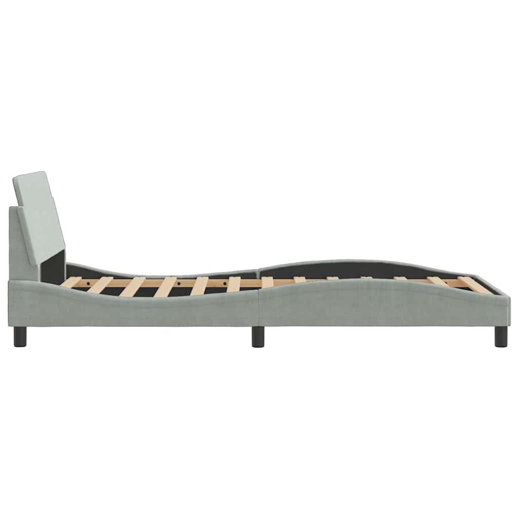 Bed Frame "Dover" Light Grey 100x203 cm Velvet