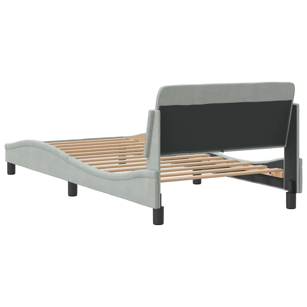Bed Frame "Dover" Light Grey 100x203 cm Velvet