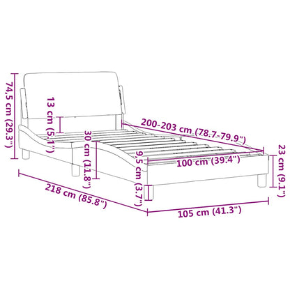 Bed Frame "Dover" Light Grey 100x203 cm Velvet