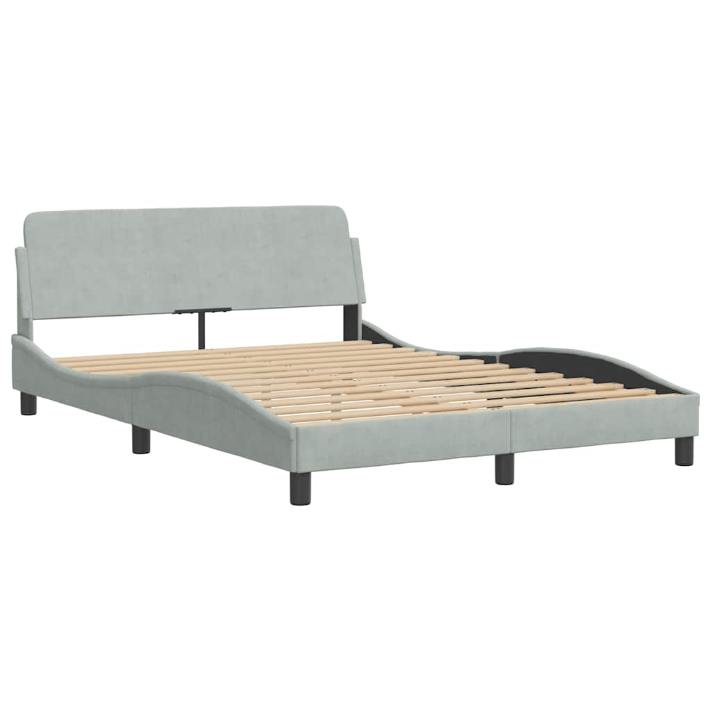 Bed Frame "Dover" Light Grey 137x190 cm Velvet