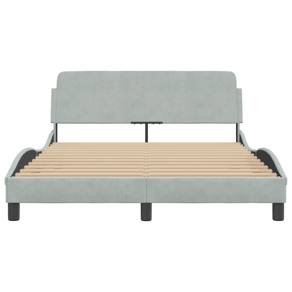 Bed Frame "Dover" Light Grey 137x190 cm Velvet