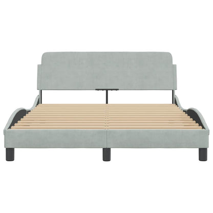 Bed Frame "Dover" Light Grey 137x190 cm Velvet