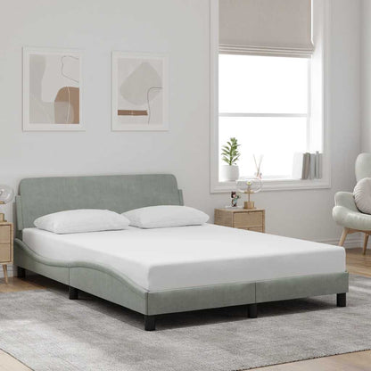 Bed Frame "Dover" Light Grey 137x190 cm Velvet