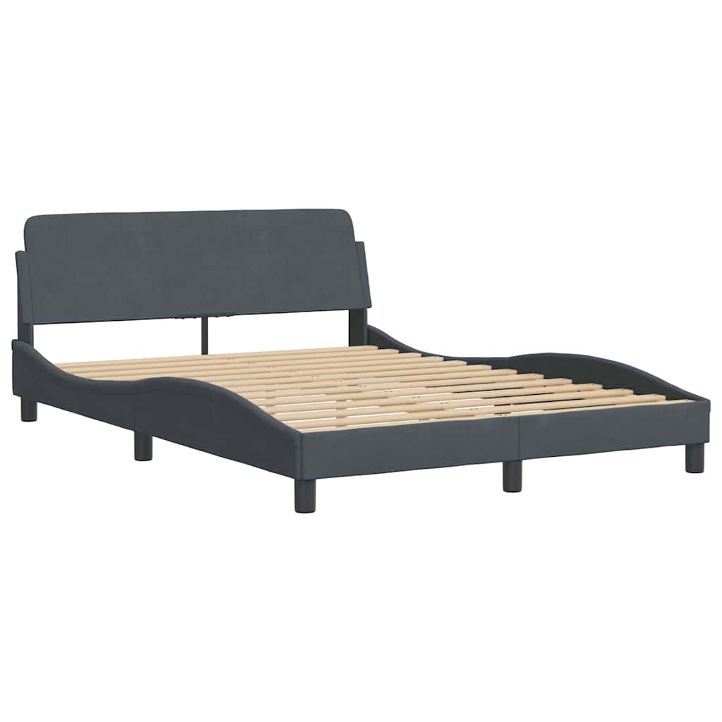 Bed Frame "Dover" Dark Grey 137x190 cm Velvet