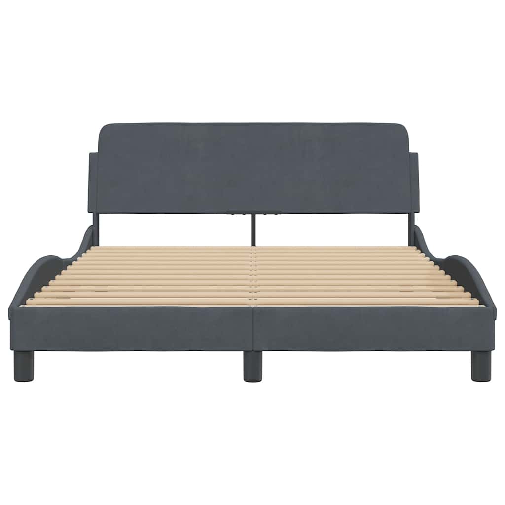 Bed Frame "Dover" Dark Grey 137x190 cm Velvet