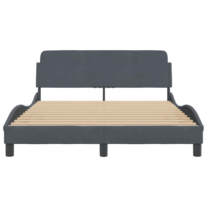 Bed Frame "Dover" Dark Grey 137x190 cm Velvet