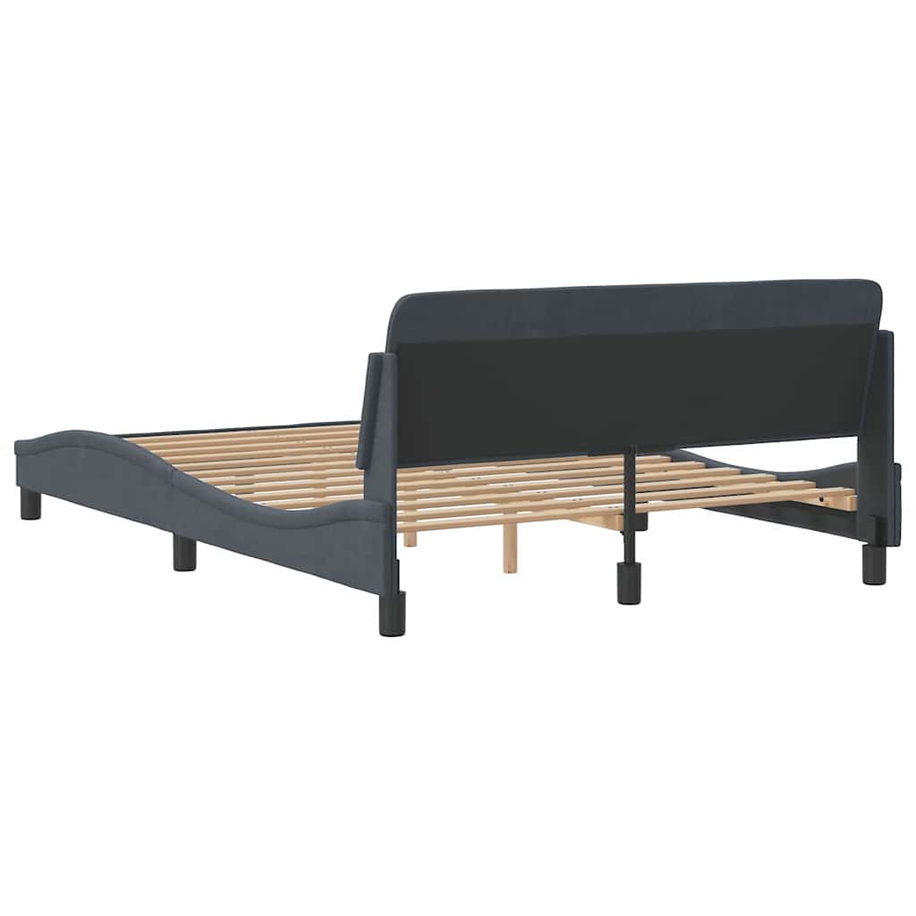 Bed Frame "Dover" Dark Grey 137x190 cm Velvet