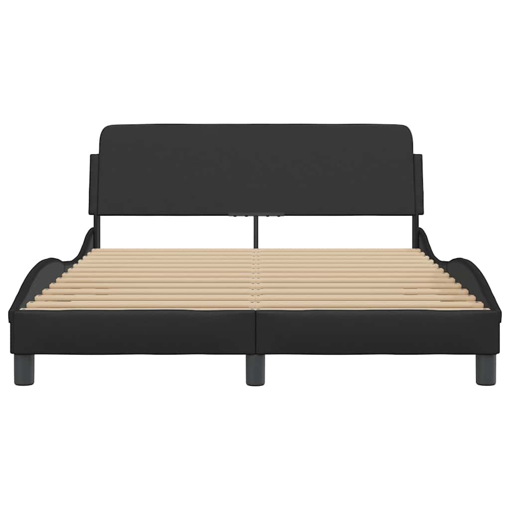 Bed Frame "Dover" Black 137x190 cm Faux Leather