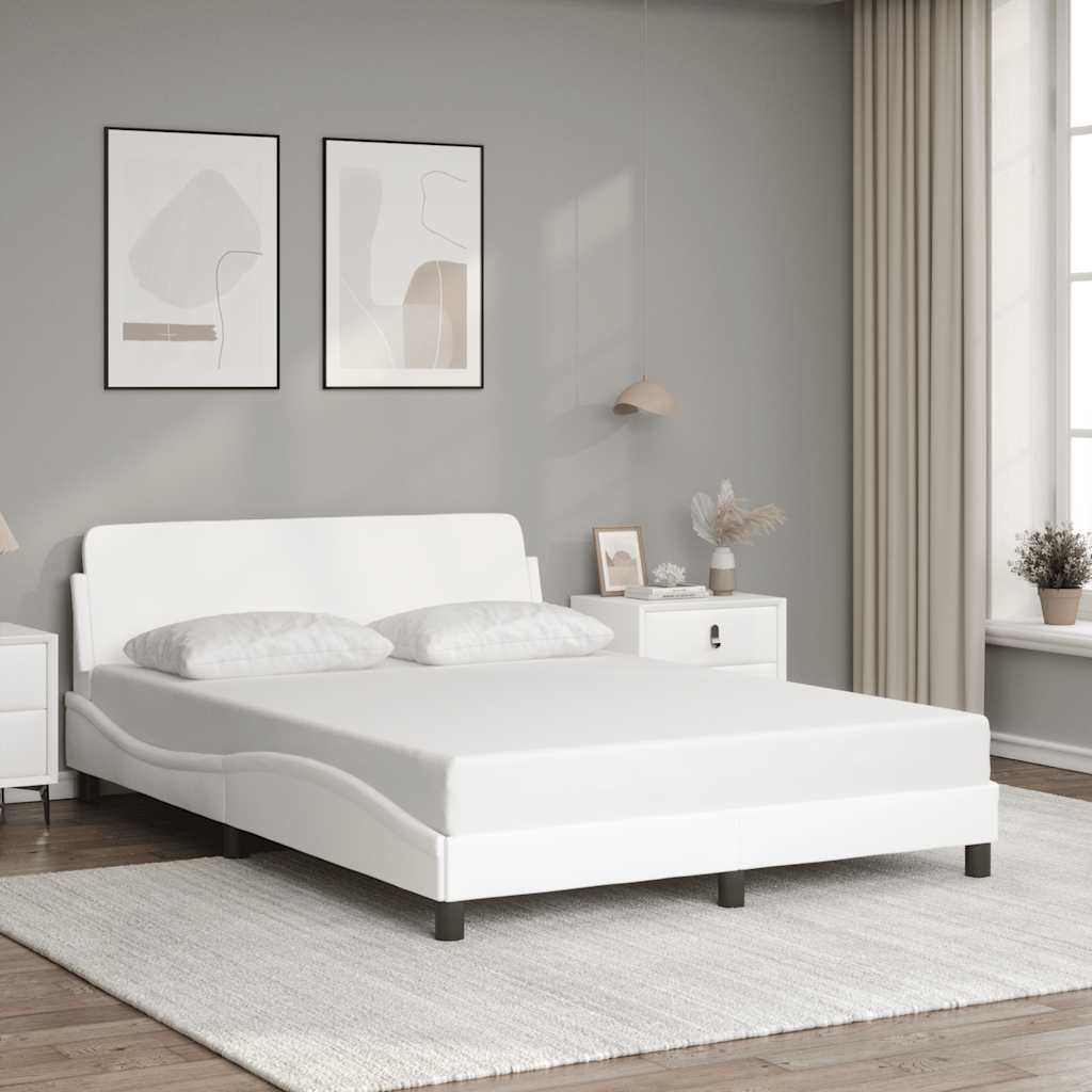 Bed Frame "Dover" White 137x190 cm Faux Leather