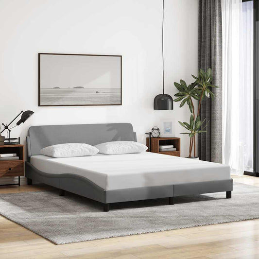 Bed Frame "Dover" Light Grey 152x203 cm Fabric