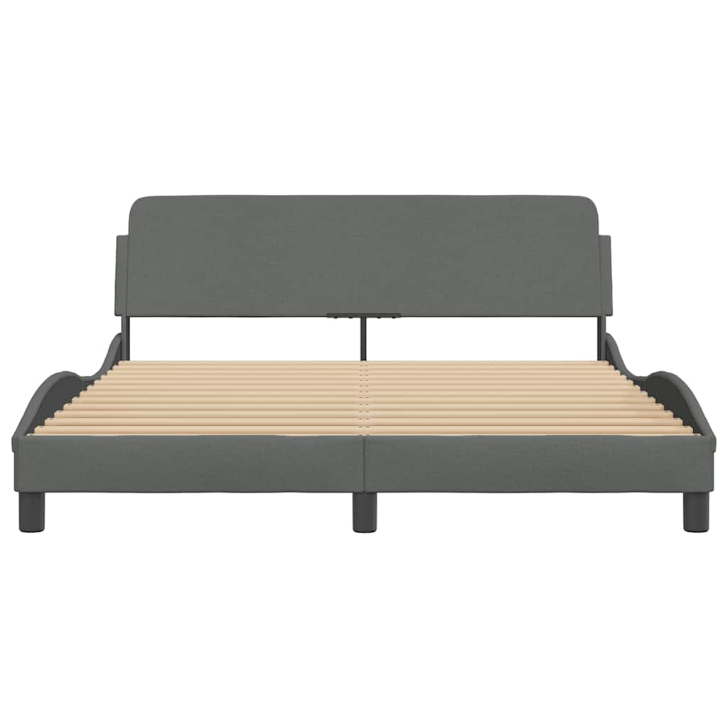 Bed Frame "Dover" Dark Grey 152x203 cm Fabric