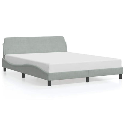 Bed Frame "Dover" Light Grey 152x203 cm Velvet
