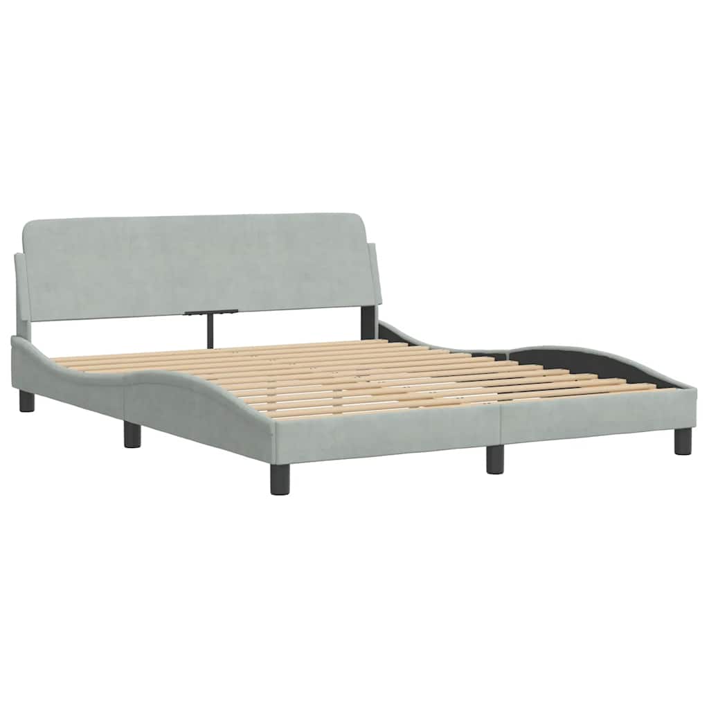 Bed Frame "Dover" Light Grey 152x203 cm Velvet