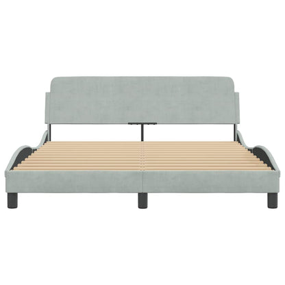 Bed Frame "Dover" Light Grey 152x203 cm Velvet