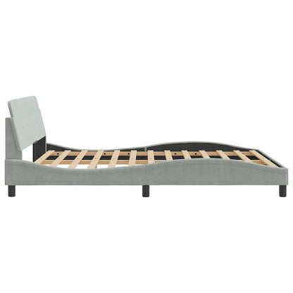 Bed Frame "Dover" Light Grey 152x203 cm Velvet