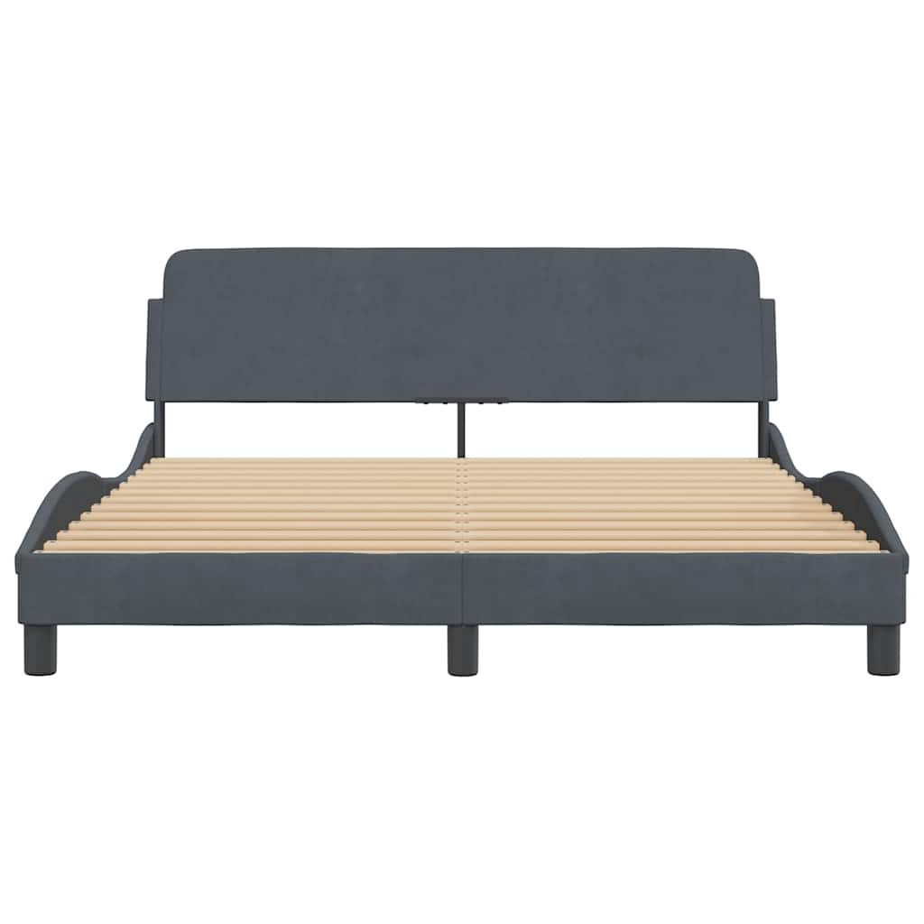 Bed Frame "Dover" Dark Grey 152x203 cm Velvet