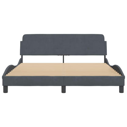 Bed Frame "Dover" Dark Grey 152x203 cm Velvet
