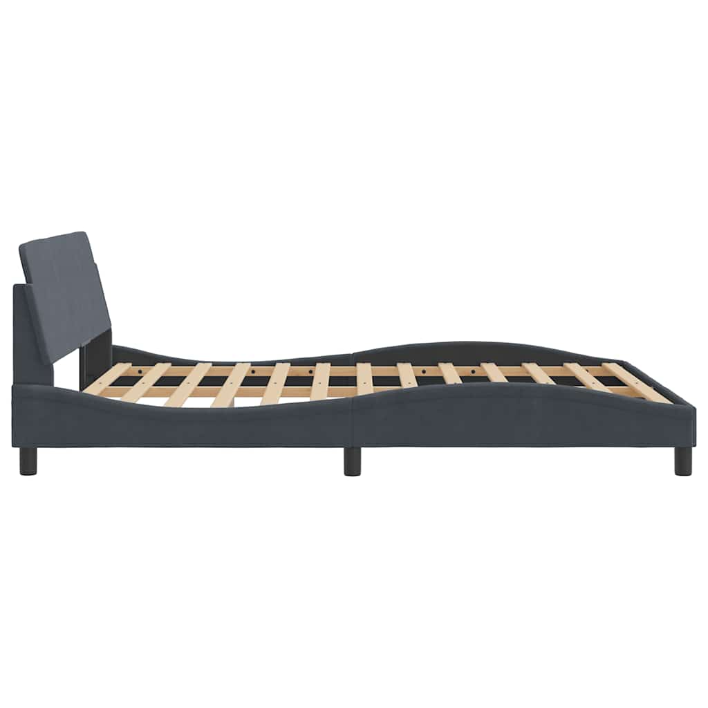 Bed Frame "Dover" Dark Grey 152x203 cm Velvet