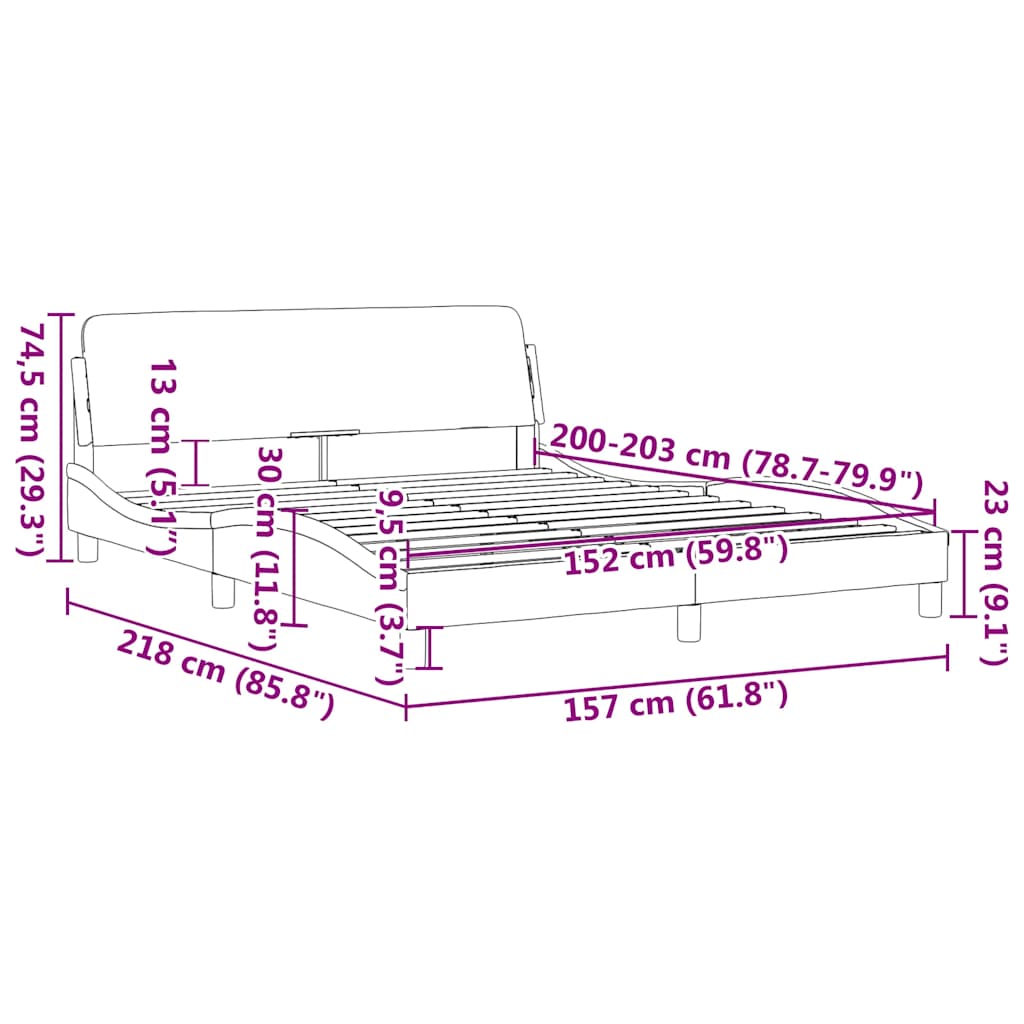 Bed Frame "Dover" Dark Grey 152x203 cm Velvet