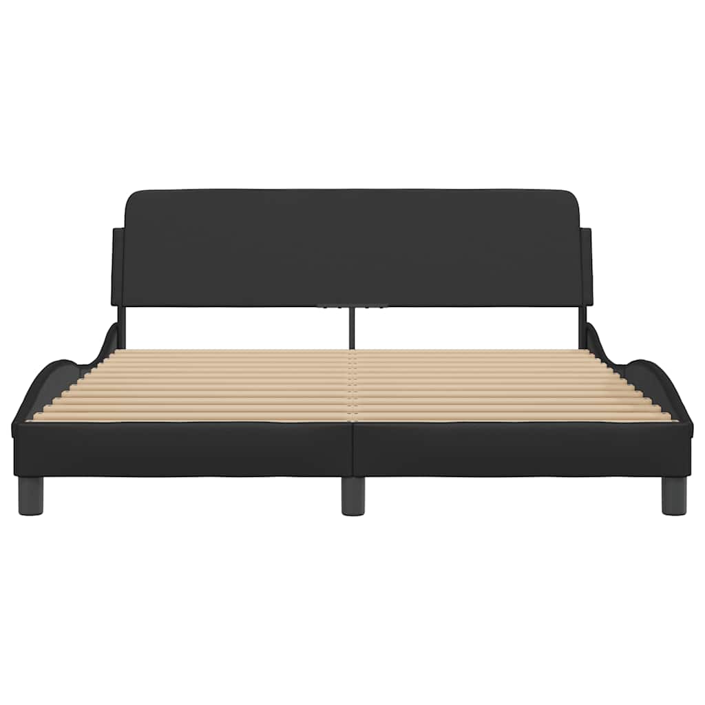 Bed Frame "Dover" Black 152x203 cm Faux Leather