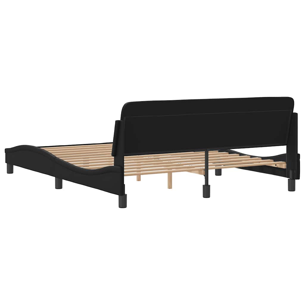 Bed Frame "Dover" Black 152x203 cm Faux Leather
